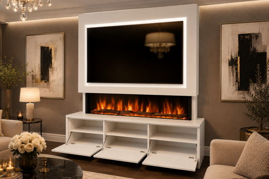 Evolution Fires Package 21 – Pre-Built Media Wall with Electric Fireplace