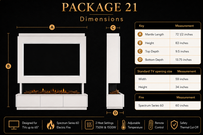 Evolution Fires Package 21 – Pre-Built Media Wall with Electric Fireplace