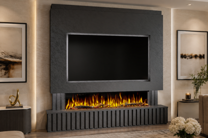 Evolution Fires Package 24 – Pre-Built Media Wall with Electric Fireplace