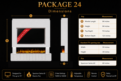 Evolution Fires Package 24 – Pre-Built Media Wall with Electric Fireplace