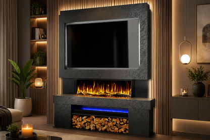 Evolution Fires Package 3 – Pre-Built Media Wall with Electric Fireplace