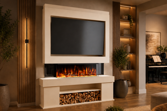 Evolution Fires Package 3 – Pre-Built Media Wall with Electric Fireplace
