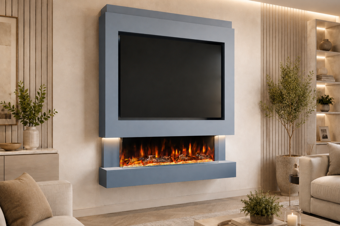 Evolution Fires Package 4 – Pre-Built Media Wall with Electric Fireplace