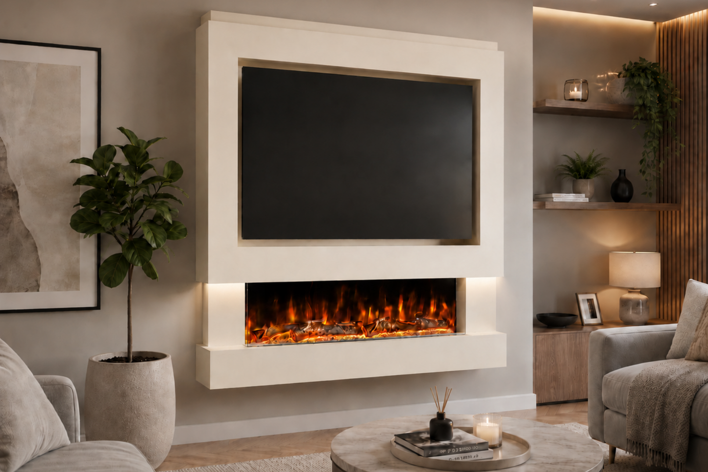 Evolution Fires Package 4 – Pre-Built Media Wall with Electric Fireplace
