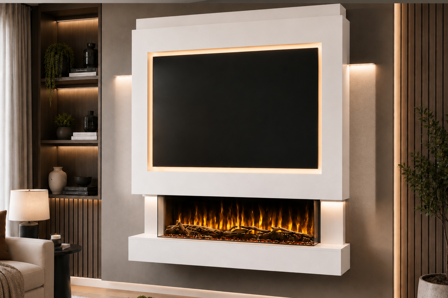 Evolution Fires Package 4 – Pre-Built Media Wall with Electric Fireplace