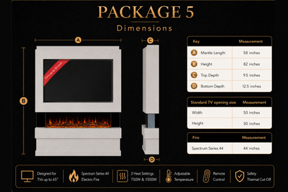 Evolution Fires Package 5 – Pre-Built Media Wall with Electric Fireplace