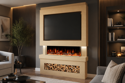 Evolution Fires Package 6 – Pre-Built Media Wall with Electric Fireplace