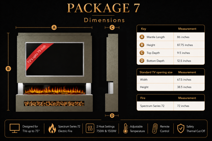Evolution Fires Package 7 – Pre-Built Media Wall with Electric Fireplace