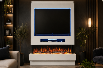 Evolution Fires Package 8 – Pre-Built Media Wall with Electric Fireplace