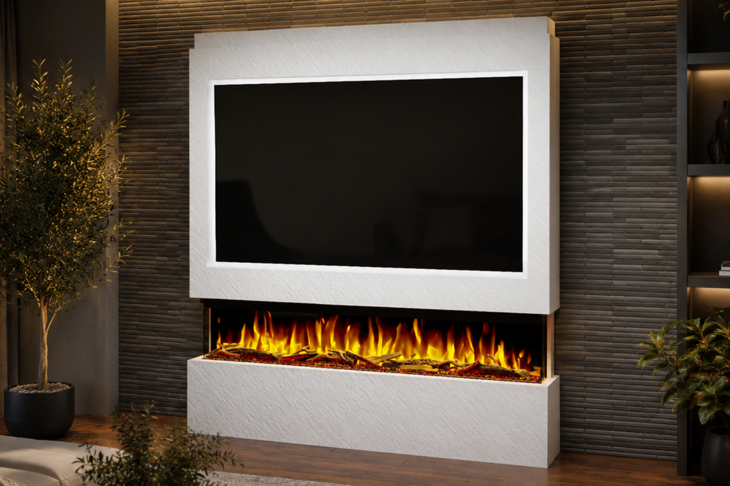 Evolution Fires Package 9 – Pre-Built Media Wall with Electric Fireplace