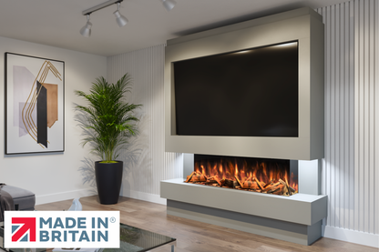 Evolution Fires Package 10 – Pre-Built Media Wall with Electric Fireplace-Media Walls-Grey-