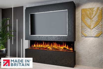 Evolution Fires - Pre-Built Media Wall Package 12 including Electric Fire-Media Walls-Black Textued-