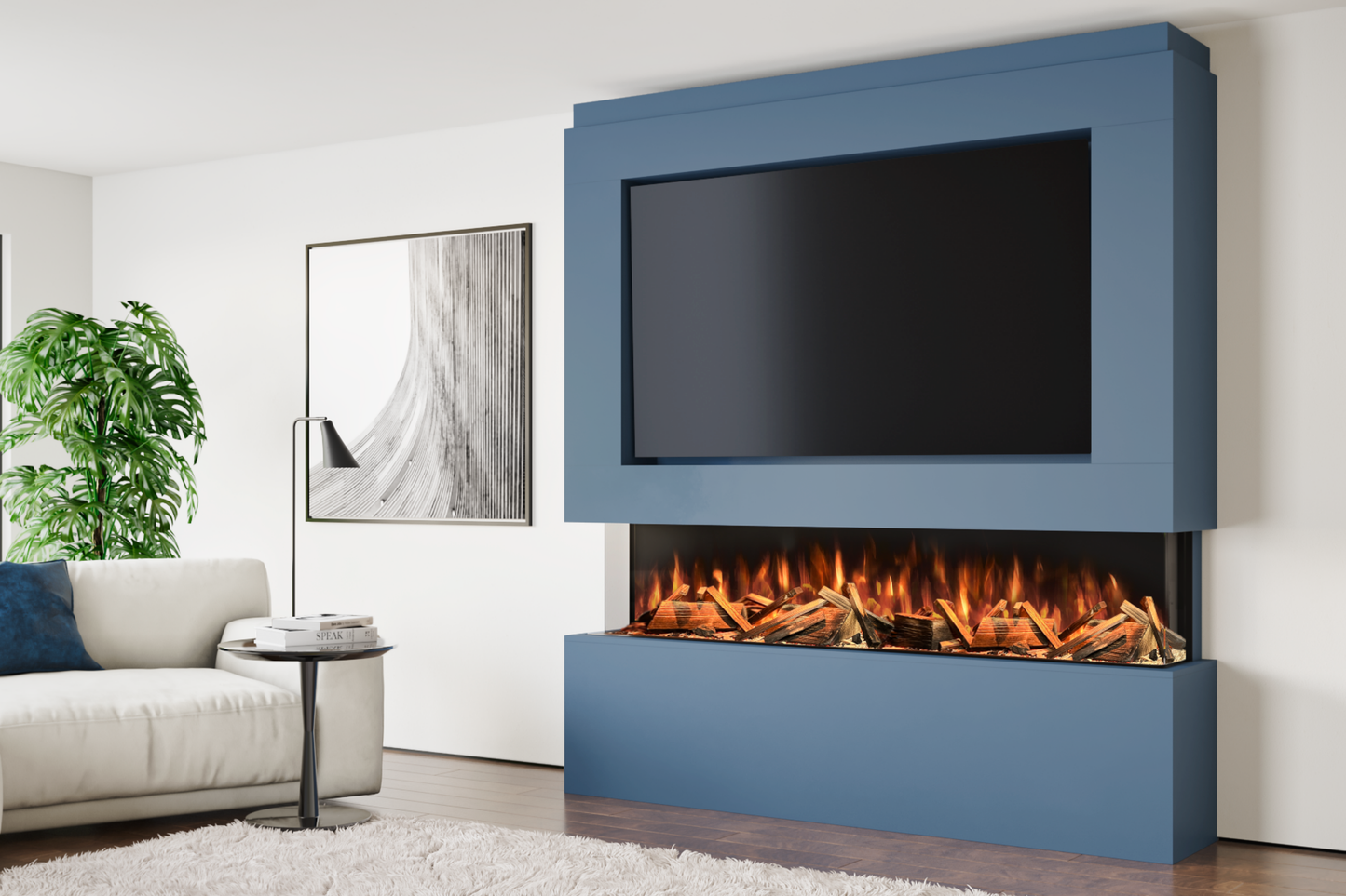 Evolution Fires Package 12 – Pre-Built Media Wall with Electric Fireplace