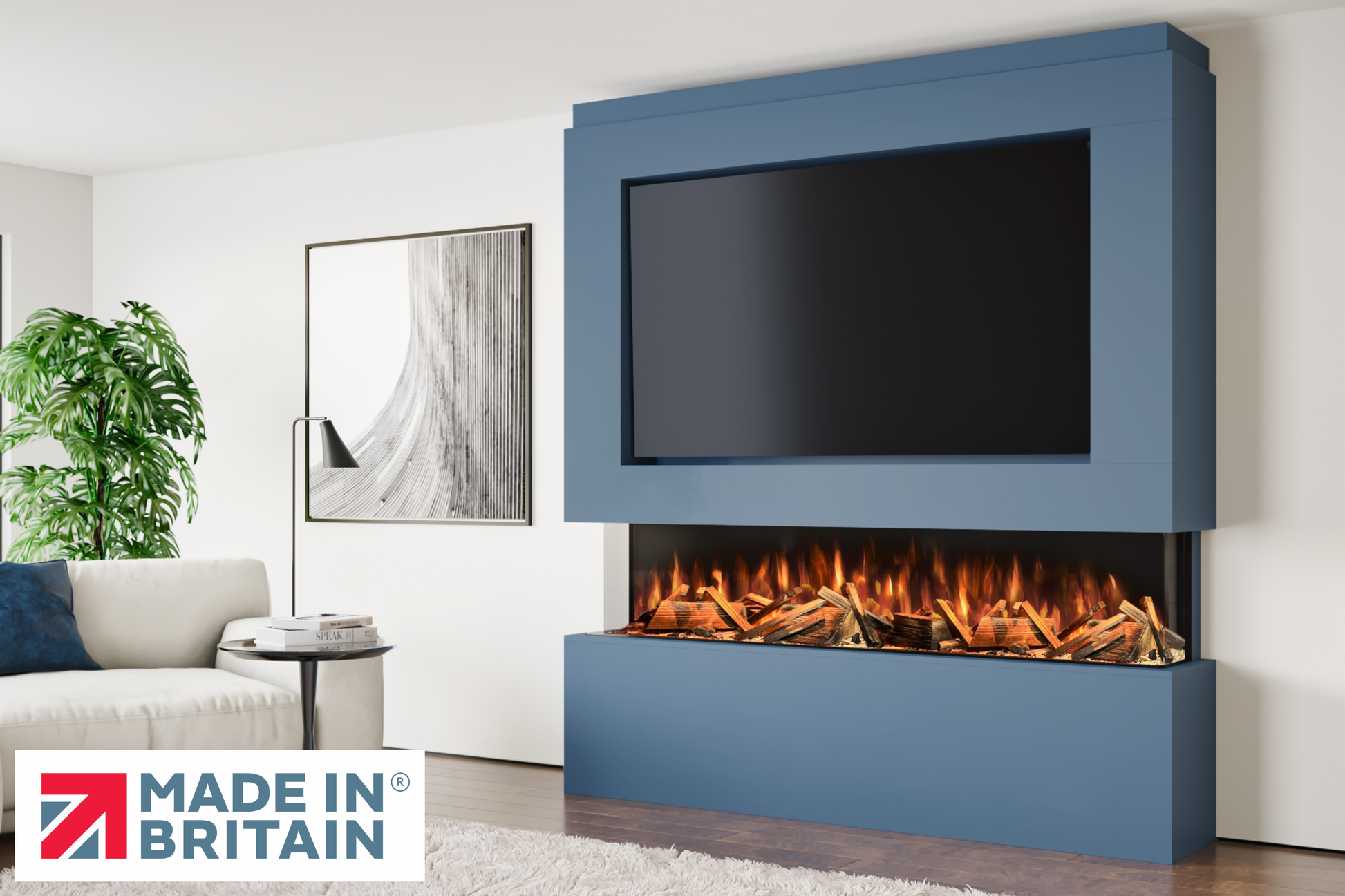 Evolution Fires - Pre-Built Media Wall Package 12 including Electric Fire-Media Walls-Blue-