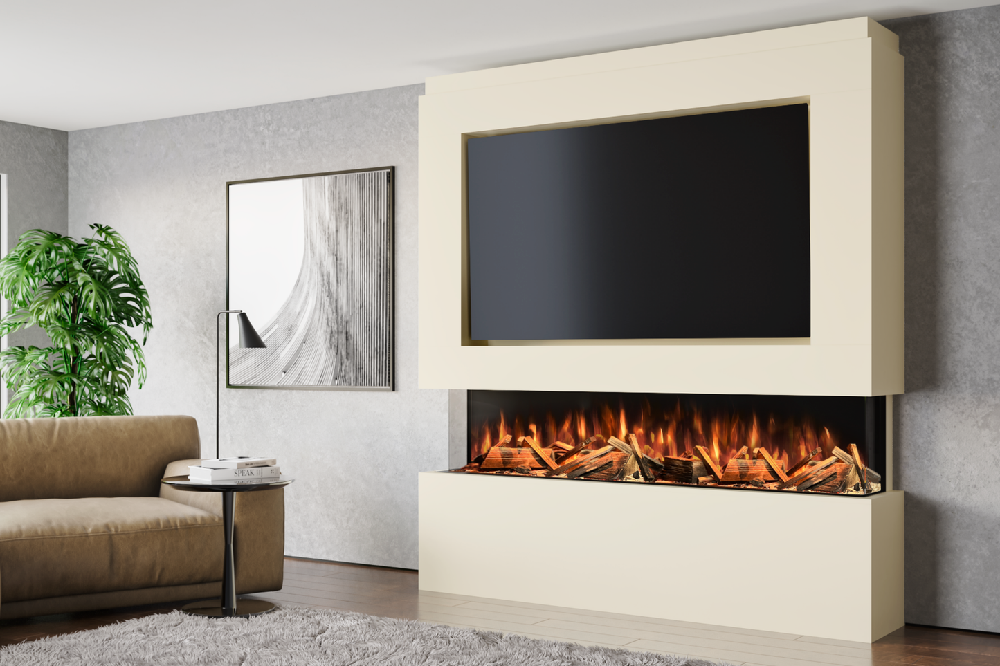 Evolution Fires Package 12 – Pre-Built Media Wall with Electric Fireplace