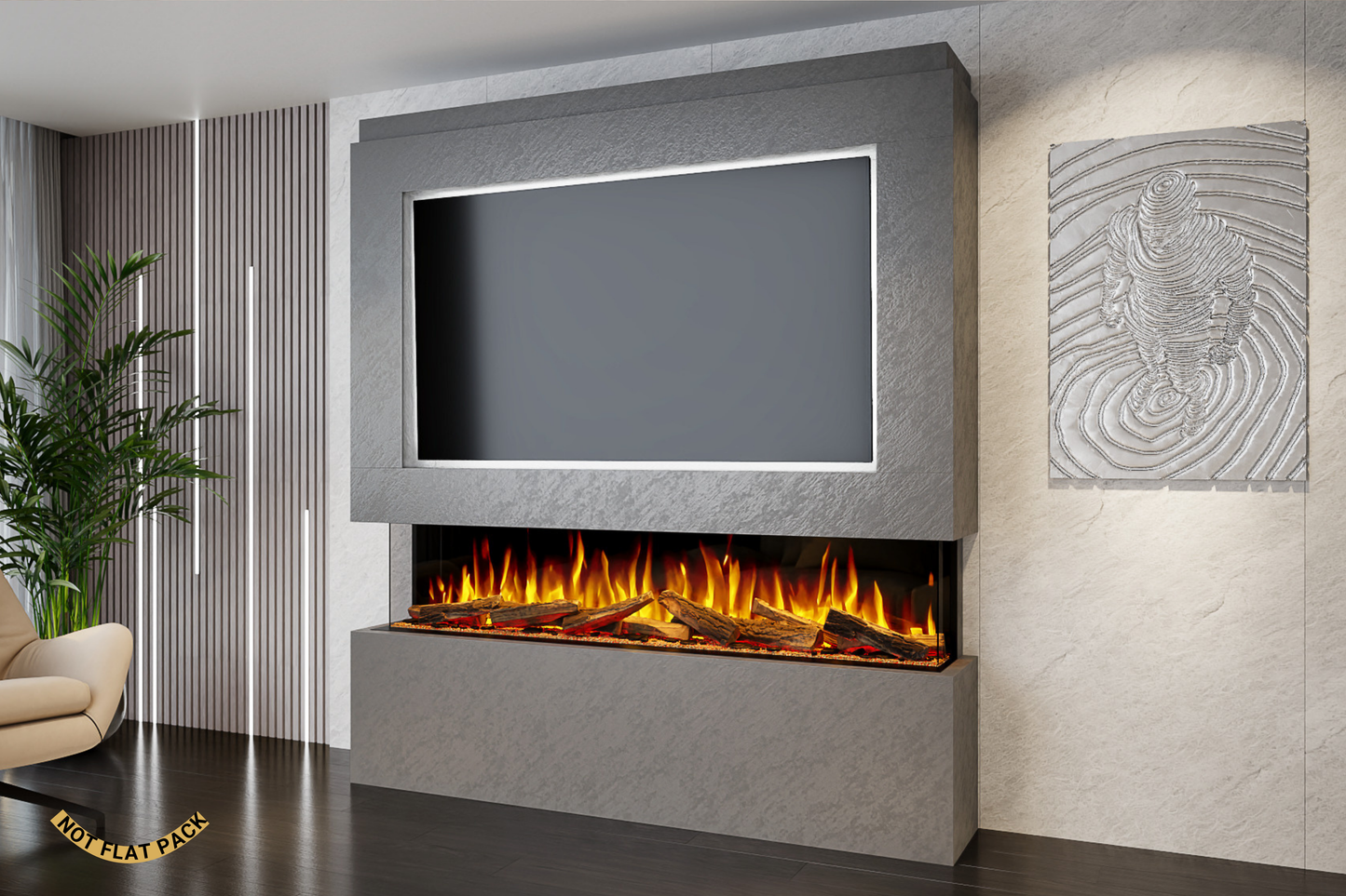 Evolution Fires Package 12 – Pre-Built Media Wall with Electric Fireplace