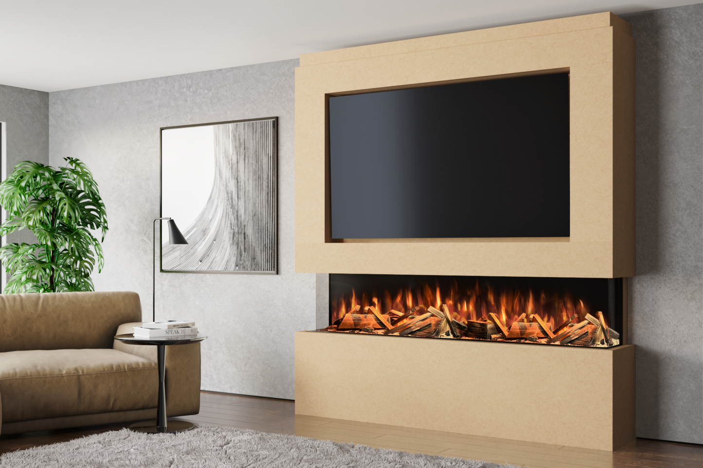 Evolution Fires Package 12 – Pre-Built Media Wall with Electric Fireplace