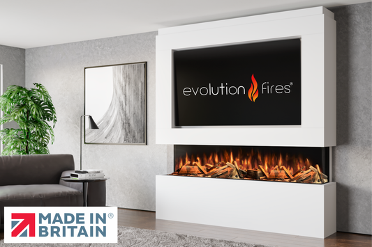 Evolution Fires - Pre-Built Media Wall Package 12 including Electric Fire-Media Walls-White-