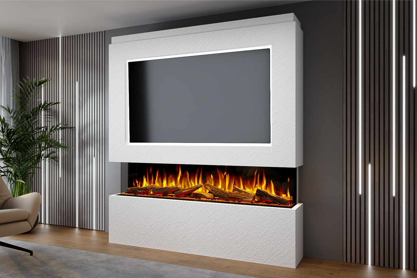 Evolution Fires Package 12 – Pre-Built Media Wall with Electric Fireplace