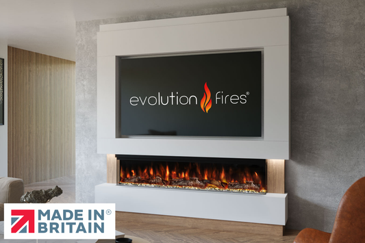 Evolution Fires - Pre-Built Media Wall Package 13 including Electric Fire-Media Walls-White-