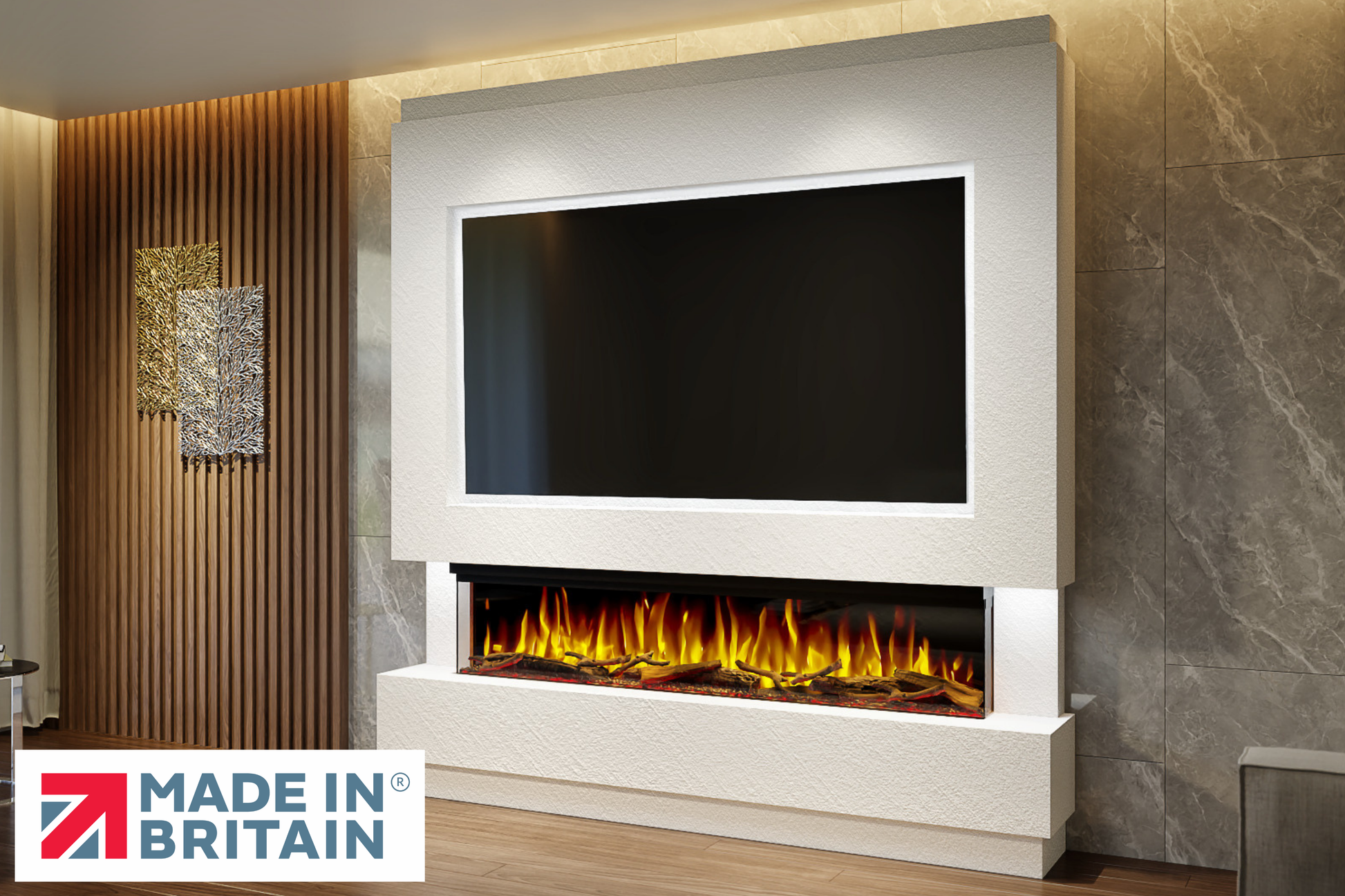 Evolution Fires - Pre-Built Media Wall Package 13 including Electric Fire-Media Walls-