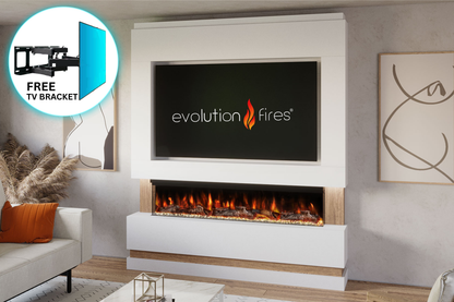 Evolution Fires Package 14 – Pre-Built Media Wall with Electric Fireplace
