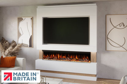 Evolution Fires - Pre-Built Media Wall Package 14 including Electric Fire-Media Walls-White-