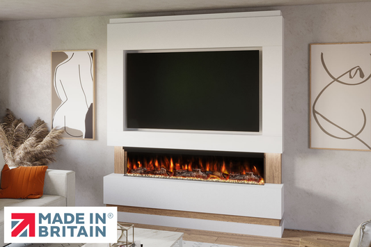 Evolution Fires - Pre-Built Media Wall Package 14 including Electric Fire-Media Walls-White-