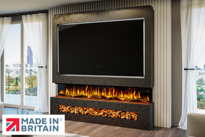 Evolution Fires - Pre-Built Media Wall Package 16 including Electric Fire-Media Walls-Black Textured-