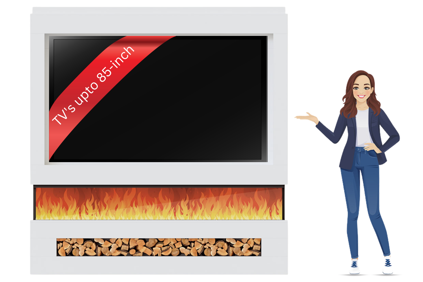 Evolution Fires - Pre-Built Media Wall Package 16 including Electric Fire-Media Walls-