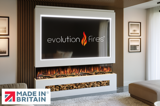 Evolution Fires - Pre-Built Media Wall Package 16 including Electric Fire-Media Walls-White-