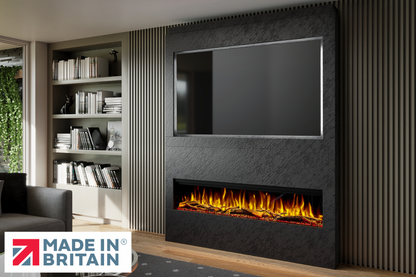 Evolution Fires - Pre-Built Media Wall Package 17 including Electric Fire-Media Walls-Black Textured-