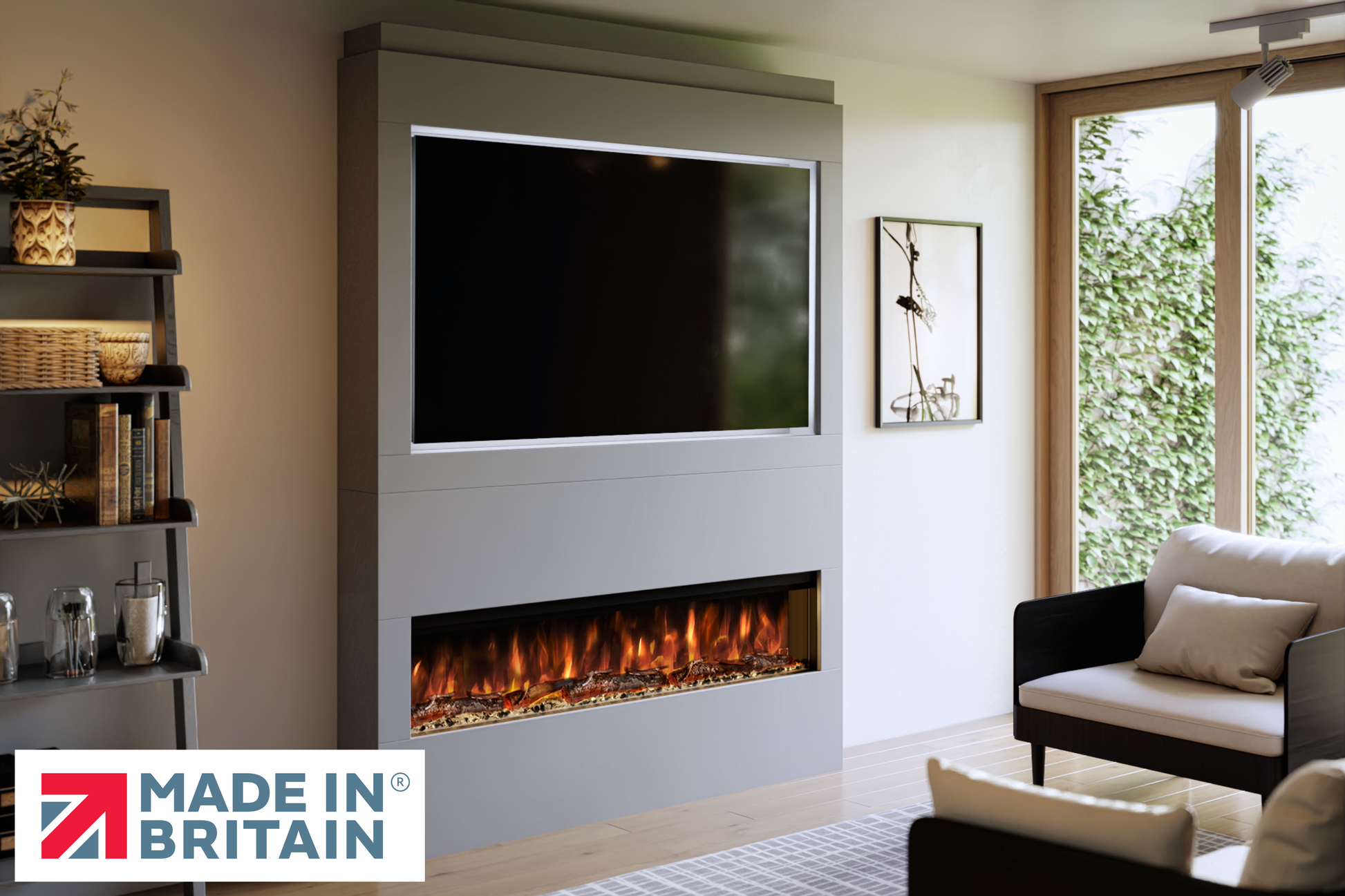 Evolution Fires - Pre-Built Media Wall Package 17 including Electric Fire-Media Walls-Grey-
