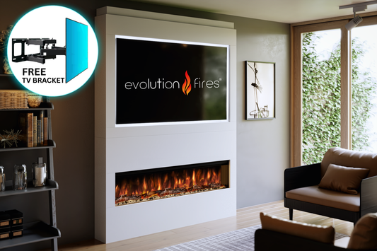 Evolution Fires Package 17 – Pre-Built Media Wall with Electric Fireplace