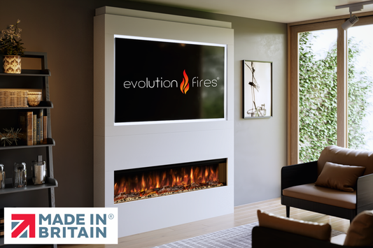 Evolution Fires - Pre-Built Media Wall Package 17 including Electric Fire-Media Walls-White-