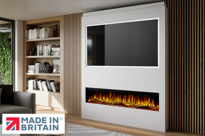 Evolution Fires - Pre-Built Media Wall Package 17 including Electric Fire-Media Walls-White Textured-