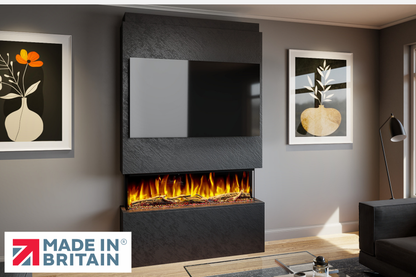 Evolution Fires - Pre-Built Media Wall Package 18 including Electric Fire-Media Walls-Black Textured-