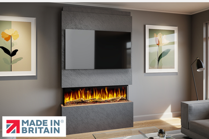 Evolution Fires - Pre-Built Media Wall Package 18 including Electric Fire-Media Walls-Grey Textured-