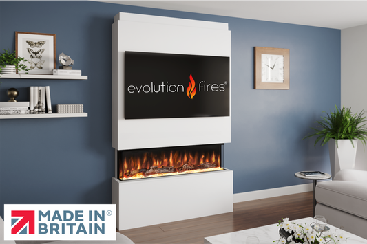 Evolution Fires - Pre-Built Media Wall Package 18 including Electric Fire-Media Walls-White-