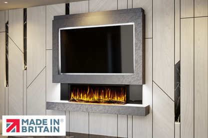 Evolution Fires Package 1 – Pre-Built Media Wall with Electric Fireplace-Media Walls-Grey Textured-