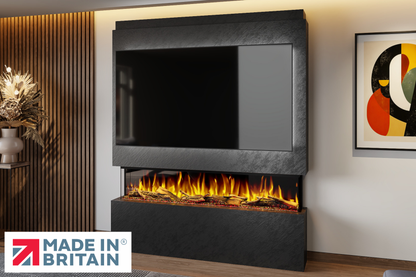 Evolution Fires - Pre-Built Media Wall Package 20 including Electric Fire-Media Walls-Black Textured-