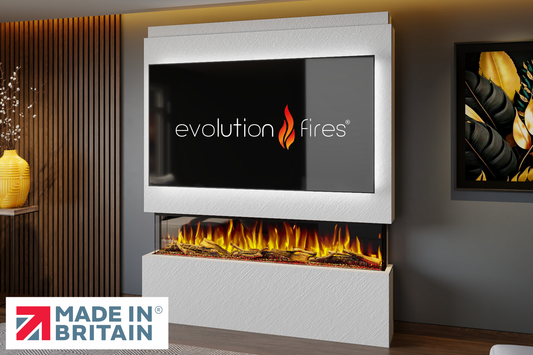Evolution Fires - Pre-Built Media Wall Package 20 including Electric Fire-Media Walls-White-