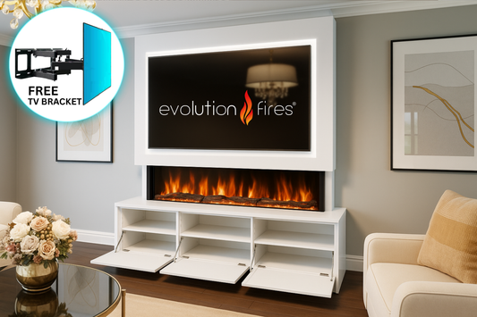 Evolution Fires Package 21 – Pre-Built Media Wall with Electric Fireplace
