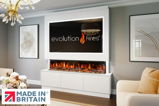 Evolution Fires - Pre-Built Media Wall Package 21 including Electric Fire-Media Walls-White-