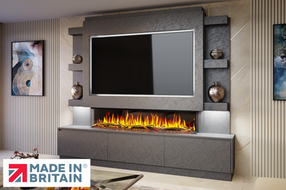Evolution Fires - Pre-Built Media Wall Package 22 including Electric Fire-Media Walls-Grey Textured-