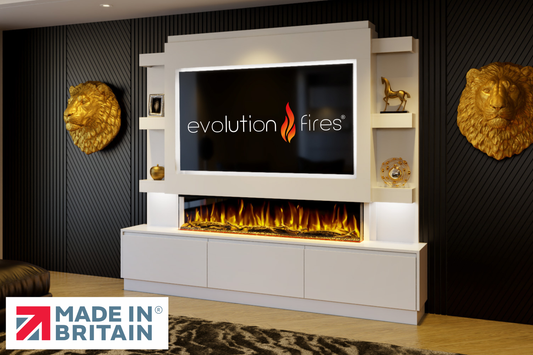 Evolution Fires - Pre-Built Media Wall Package 22 including Electric Fire-Media Walls-White-