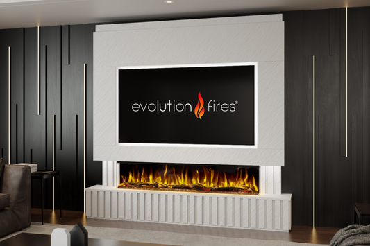 Evolution Fires Package 24 – Pre-Built Media Wall with Electric Fireplace