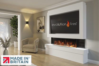 Evolution Fires Package 2 – Pre-Built Media Wall with Electric Fireplace-Media Walls-White-
