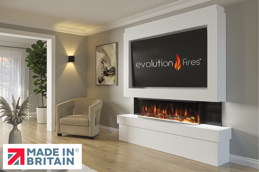 Evolution Fires Package 2 – Pre-Built Media Wall with Electric Fireplace-Media Walls-White-