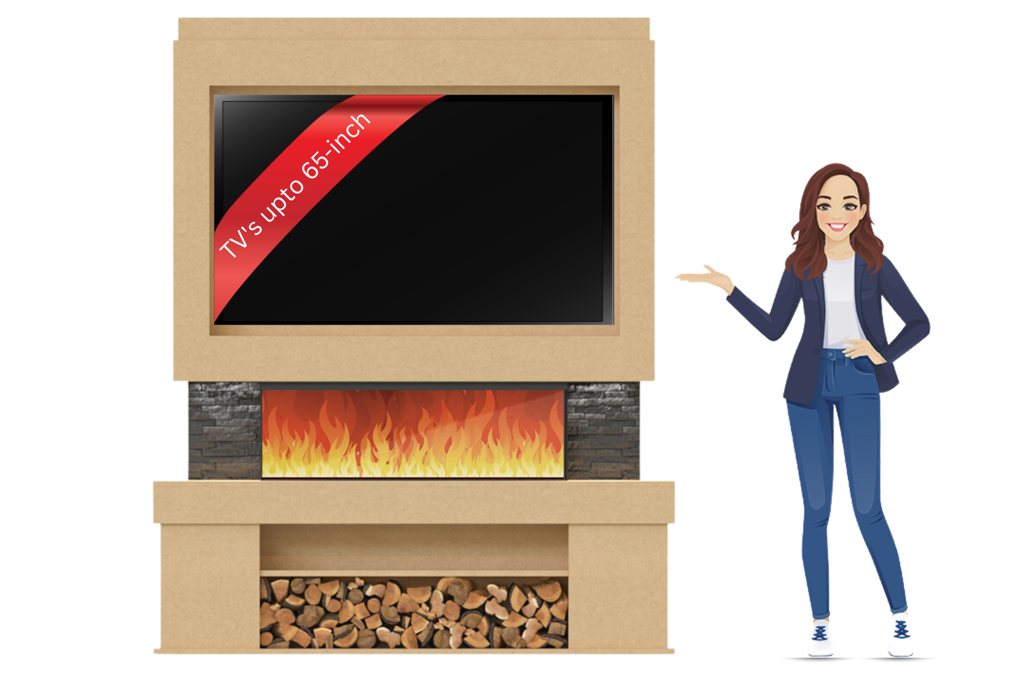Evolution Fires Package 3 – Pre-Built Media Wall with Electric Fireplace-Media Walls-